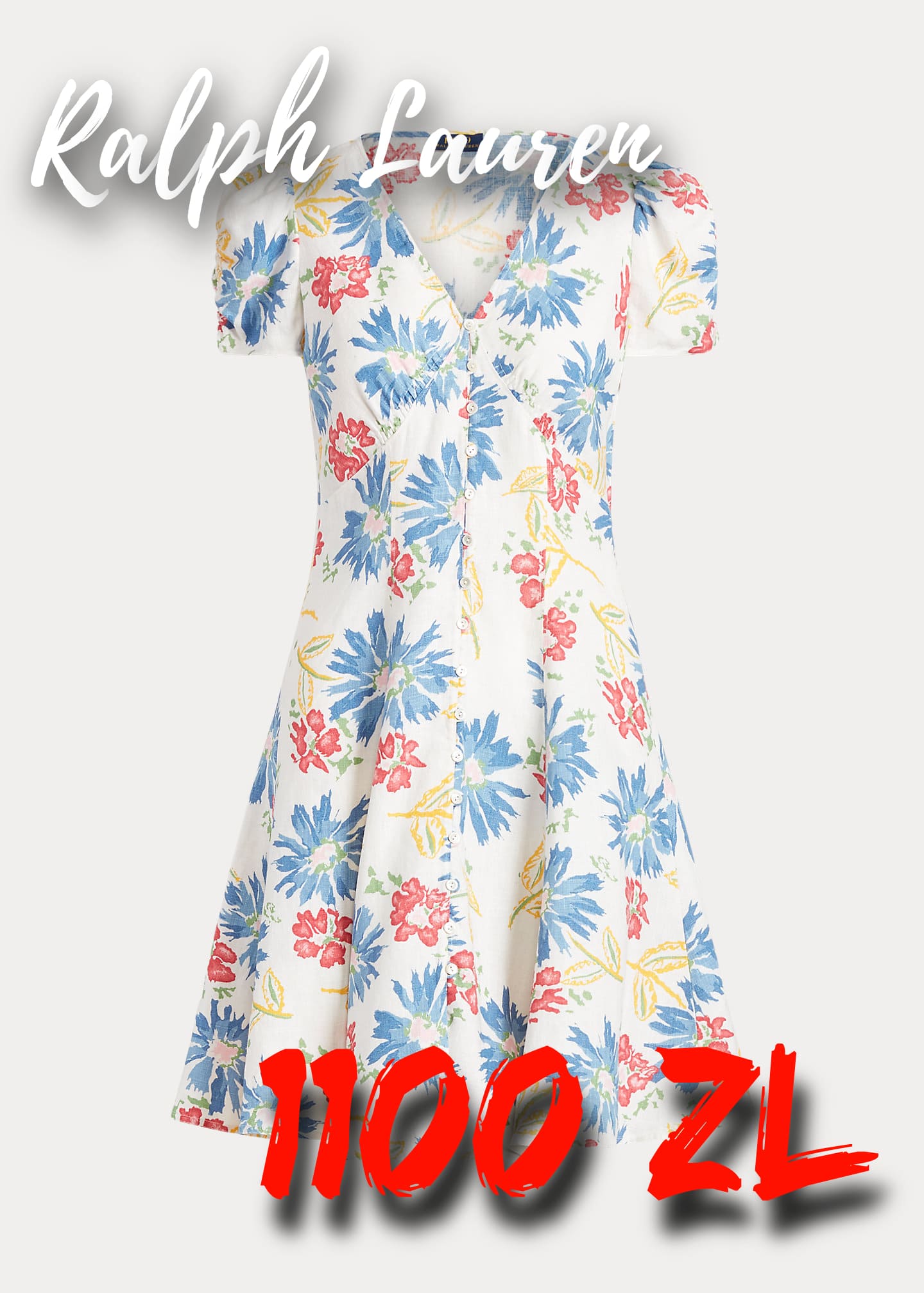 Льняное платье с цветочным принтом - бренд Ralph Lauren